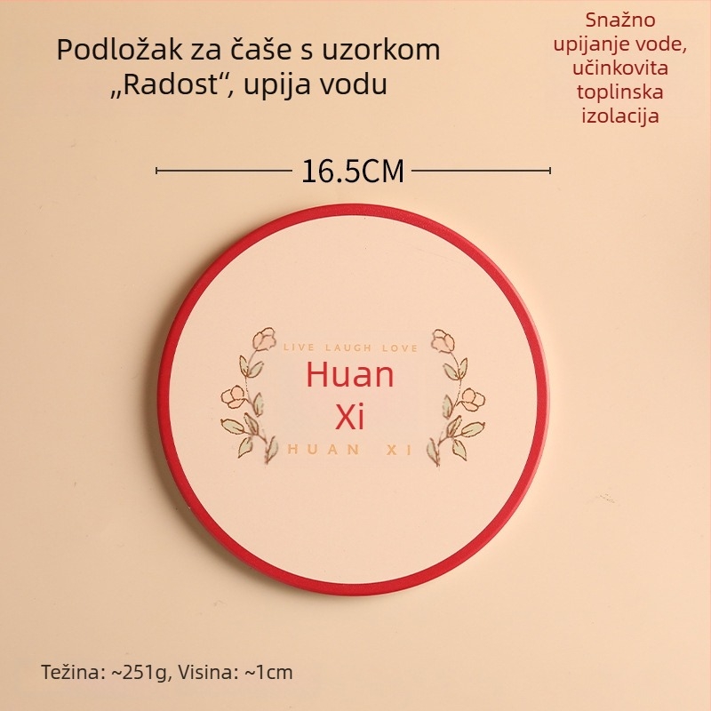 Retro keramički podmetač za čašu, upijajući, kružnog oblika, s korom pluta, s motivom crtića, novi kineski stil