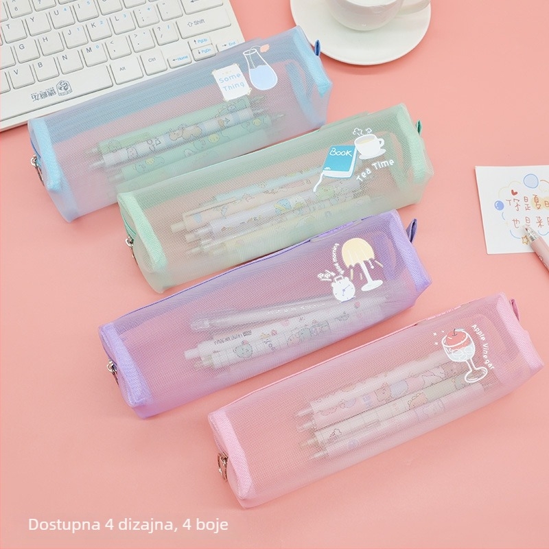 Mrežasti prozirni neseser za olovke za ispite, minimalistički školski neseser za djevojčice