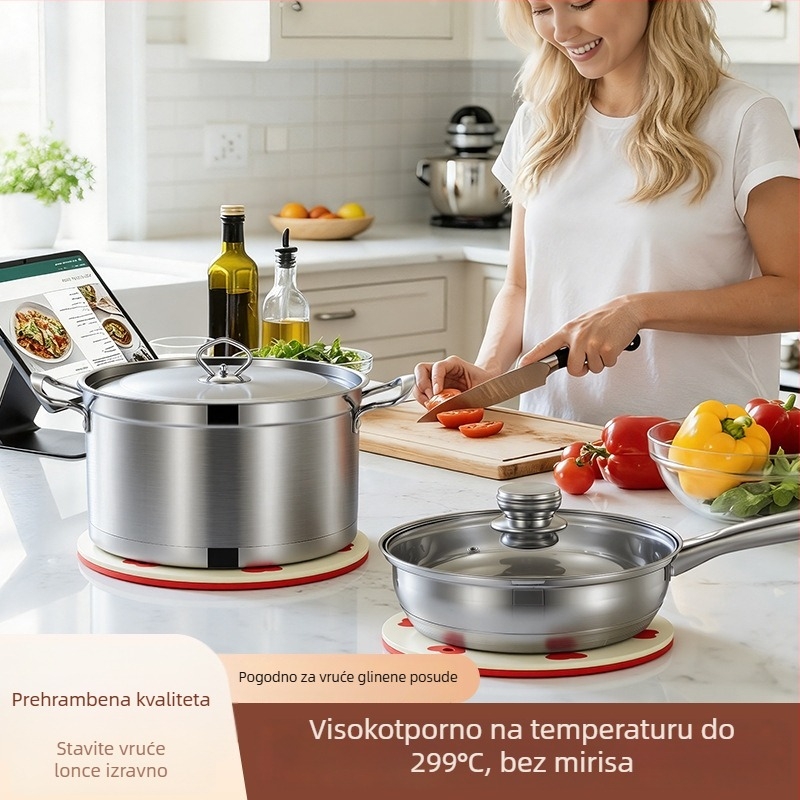 Silikonska podloga za toplinsku izolaciju, okrugla podloga za stol, za tanjure, zdjelice, šalice i posude