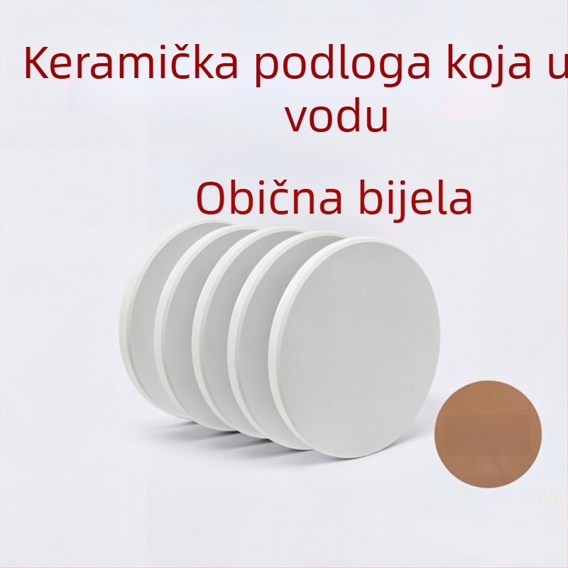 Bijeli keramički podmetači za čaše, okrugli, kvadratni i nepravilnih oblika, jednobojni, brzo upijajući