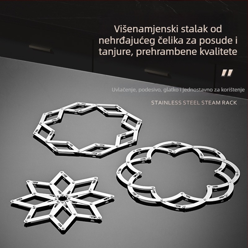 Proširiva podložica od nehrđajućeg čelika za lonce – višenamjenska toplinska izolacijska podloga za posuđe s cvjetnim uzorkom