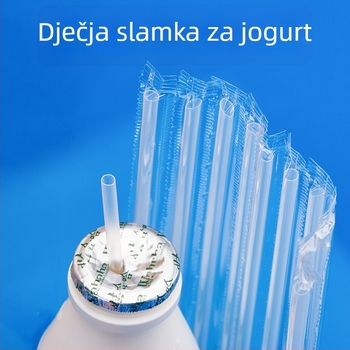 Slamka za mlijeko – prehrambena, kratka, tvrda, jednokratna, za djecu, s tankim vrhom, individualno pakirana.