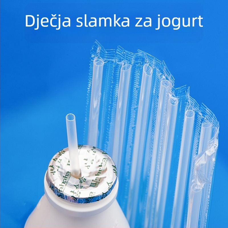 Slamka za mlijeko – prehrambena, kratka, tvrda, jednokratna, za djecu, s tankim vrhom, individualno pakirana.