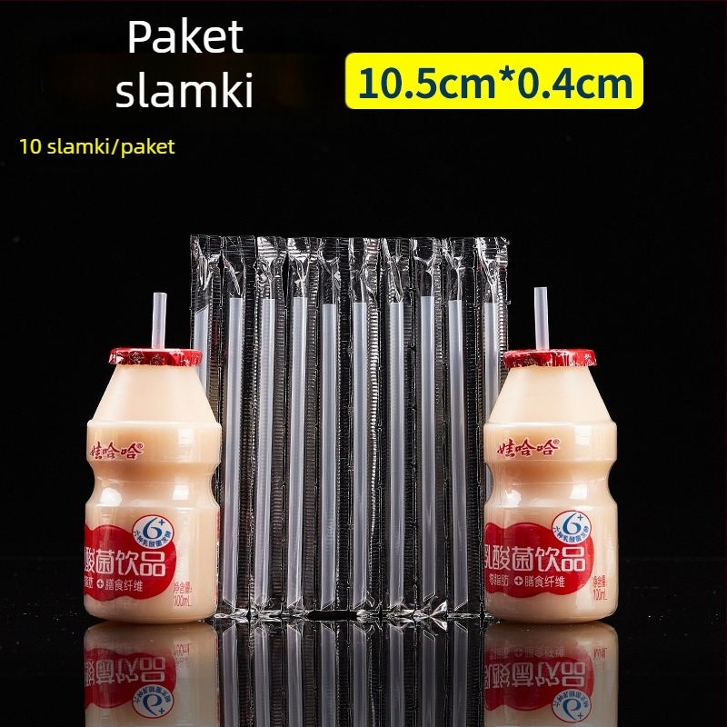 Slamka za mlijeko – prehrambena, kratka, tvrda, jednokratna, za djecu, s tankim vrhom, individualno pakirana.