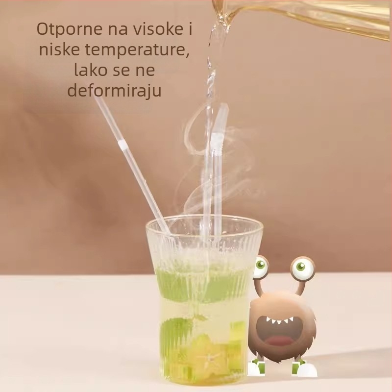 Jednokratne slamke, pojedinačno pakirane, prozirne savitljive slamke za kućnu upotrebu, biorazgradive