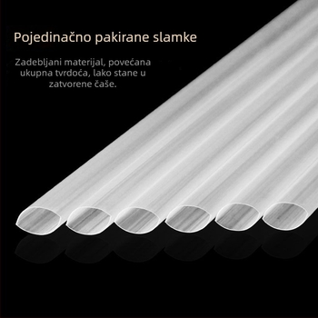 Jednokratna debela slamka za pića, pogodna za sokove, tapioka bisere, sojino mlijeko, limunadu i Colu; pojedinačno pakirano