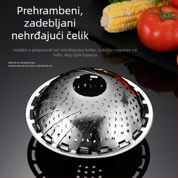 Sklopivi koš za paru od nehrđajućeg čelika, debeli, višenamjenski kućni stalak za paru i pladanj za voće