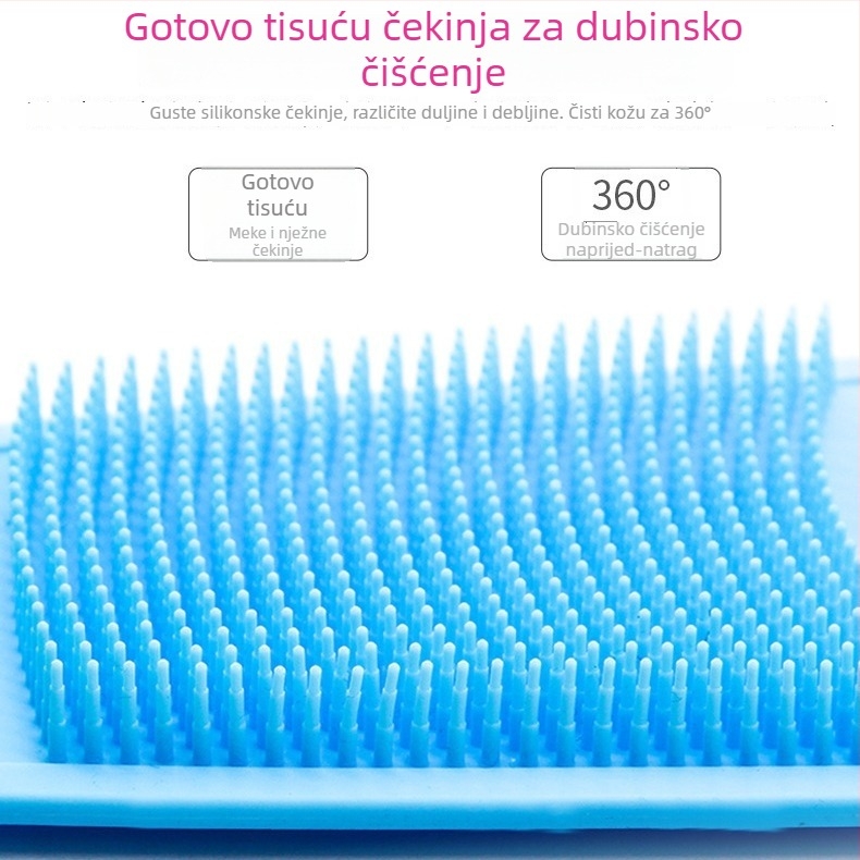 Silikonski kupaonski scrubber s masažom, dvostrana četka za tijelo i leđa