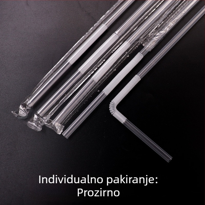 Jednokratna duga slamka, pojedinačno pakirana, šareni umjetnički dizajn za napitke, pakiranje od 100 komada