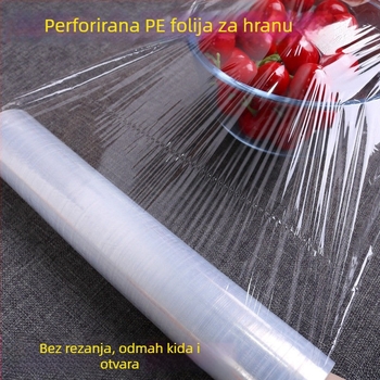 40 m velika rolja perforirane folije za čuvanje svježine s poklopcem, bez kidanja rukom, kućna prozirna PE folija za voće