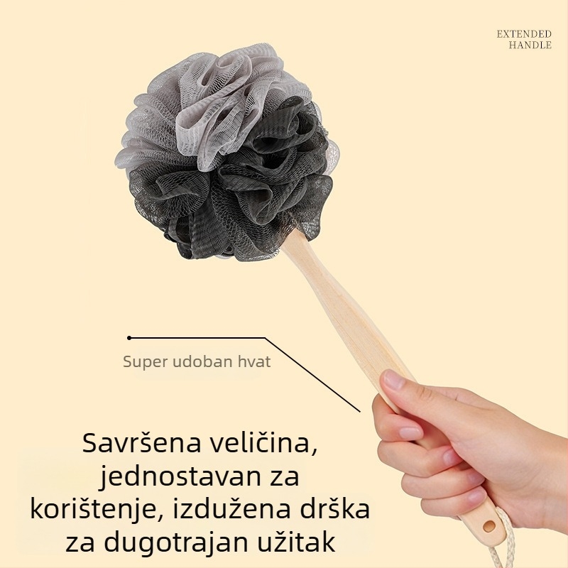 Nova četka za kupanje s dugim držalom i velikom spužvom za tijelo za exfolijaciju, četka za leđa bez pomoći, kupaonski alat za odrasle