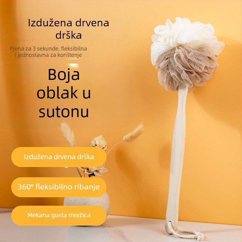 Nova četka za kupanje s dugim držalom i velikom spužvom za tijelo za exfolijaciju, četka za leđa bez pomoći, kupaonski alat za odrasle