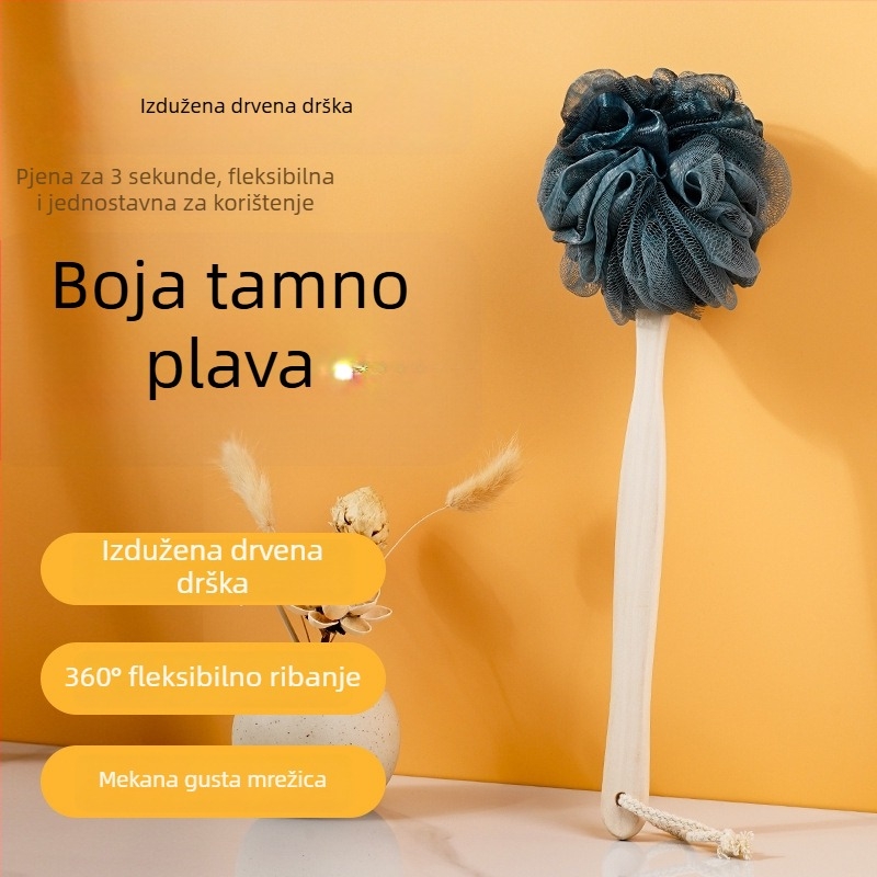 Nova četka za kupanje s dugim držalom i velikom spužvom za tijelo za exfolijaciju, četka za leđa bez pomoći, kupaonski alat za odrasle