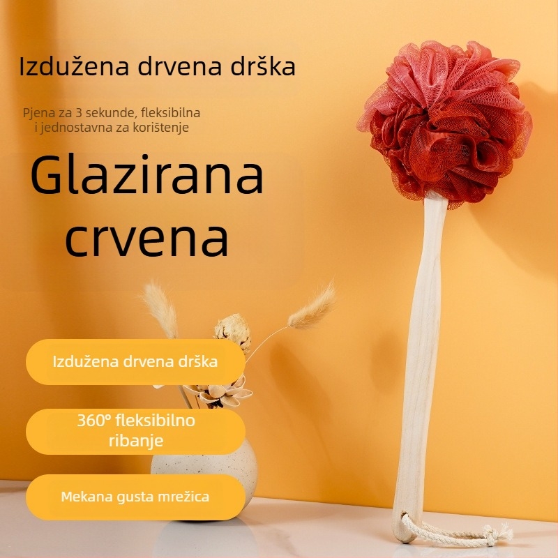 Nova četka za kupanje s dugim držalom i velikom spužvom za tijelo za exfolijaciju, četka za leđa bez pomoći, kupaonski alat za odrasle