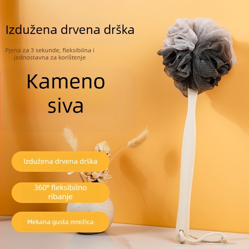 Nova četka za kupanje s dugim držalom i velikom spužvom za tijelo za exfolijaciju, četka za leđa bez pomoći, kupaonski alat za odrasle
