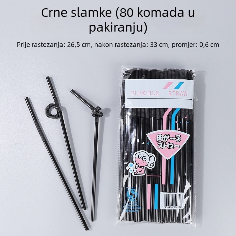 Plastične slamke za jednokratnu upotrebu, u boji, kvaliteti hrane, tanke savijene slamke za sokove i napitke