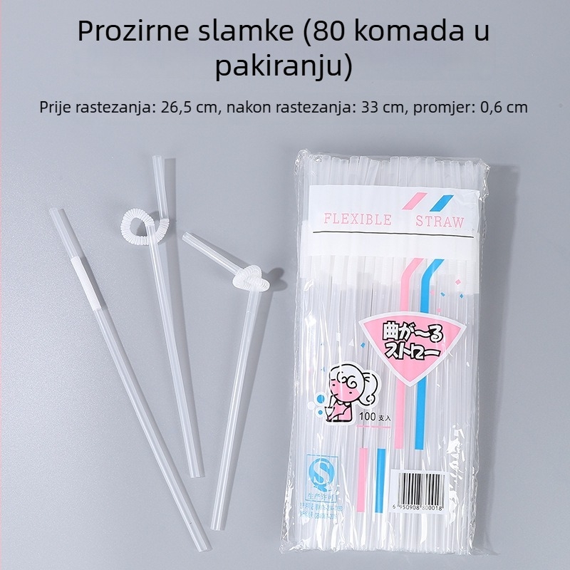 Plastične slamke za jednokratnu upotrebu, u boji, kvaliteti hrane, tanke savijene slamke za sokove i napitke
