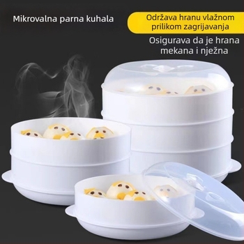 Parni stalak za mikrovalnu s poklopcem za zagrijavanje peciva i knedli, kuhinjski višenamjenski parni stalak, hranom prihvatljiv kvalitet
