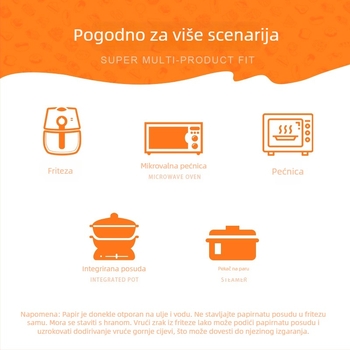 Papir za air fryer s antiadhezivnim premazom od silikonskog ulja, apsorpcijski papir za pečenje, pogodan za pomfrit i pileća krilca