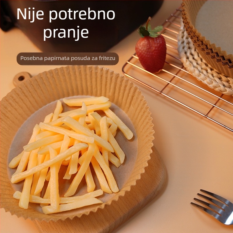 Papir za air fryer s antiadhezivnim premazom od silikonskog ulja, apsorpcijski papir za pečenje, pogodan za pomfrit i pileća krilca