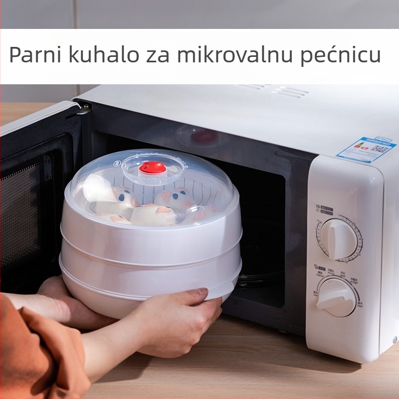 Kompaktna posuda za parenje u mikrovalnoj pećnici sa silikonskim košarom za paru