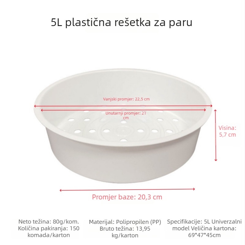Plastična mreža za parenje za kuhalo riža – držač za paru, okrugla mreža, dodatna oprema