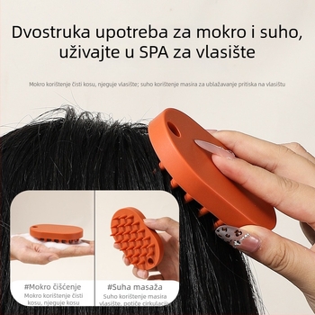 Silikonska četka za tuširanje za mokru i suhu upotrebu, masažna četka za šampon, nježna prema koži, bez oštrih zuba, kupaonska četka