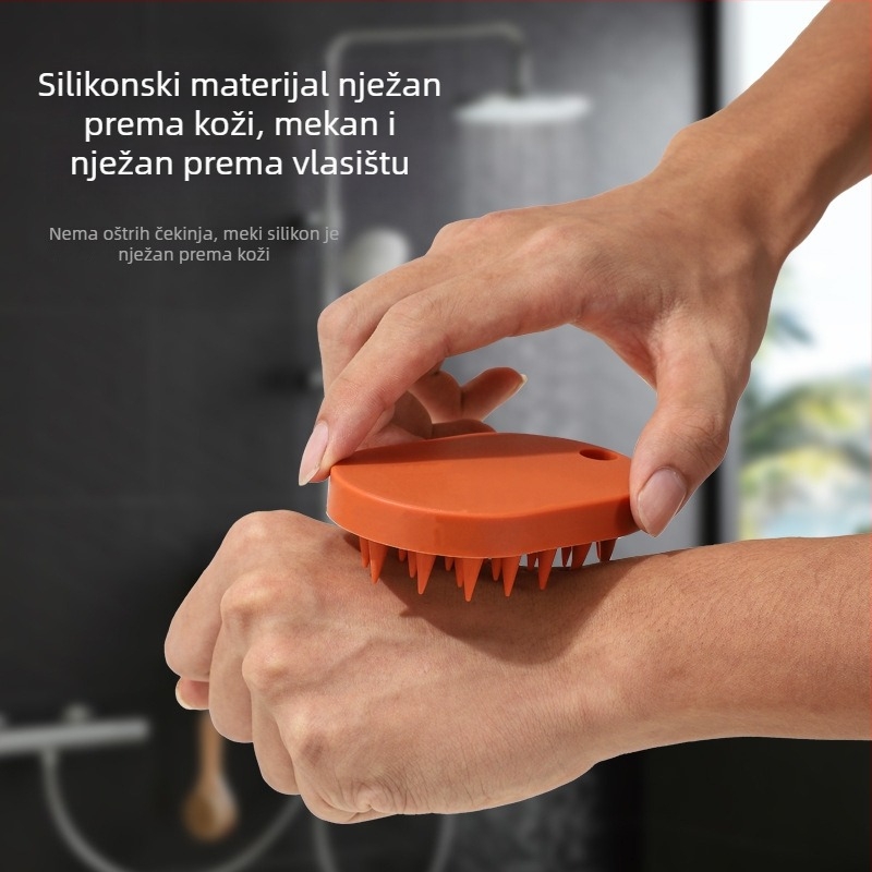 Silikonska četka za tuširanje za mokru i suhu upotrebu, masažna četka za šampon, nježna prema koži, bez oštrih zuba, kupaonska četka