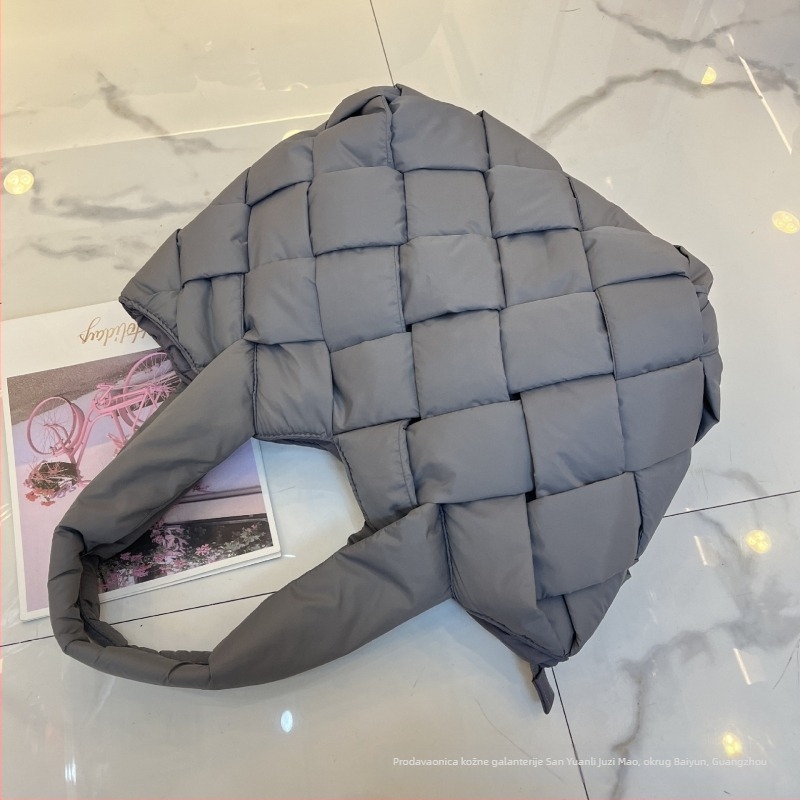 Pletene torbice od pamuka s kariranim uzorkom, žena torba velike kapacitete, casual torba za ručno nošenje ili preko ramena, jesen-zima novi model