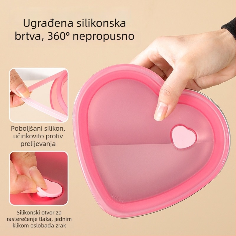 Srcolika posuda od 304 nehrđajućeg čelika s poklopcem – zapečaćeni spremnik za čuvanje svježine u hladnjaku, za voće, povrće i ribu
