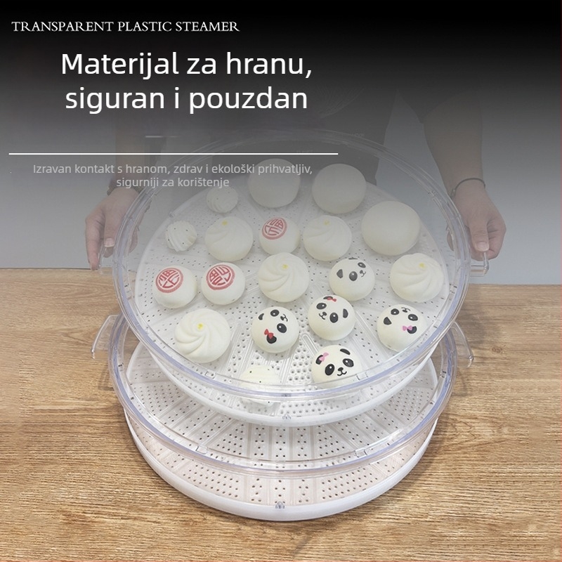 Parni lonac od prozirnog plastičnog materijala, velik kapacitet, višenamjenski, s dvostrukim ručkama, za peciva i knedle, komercijalna upotreba