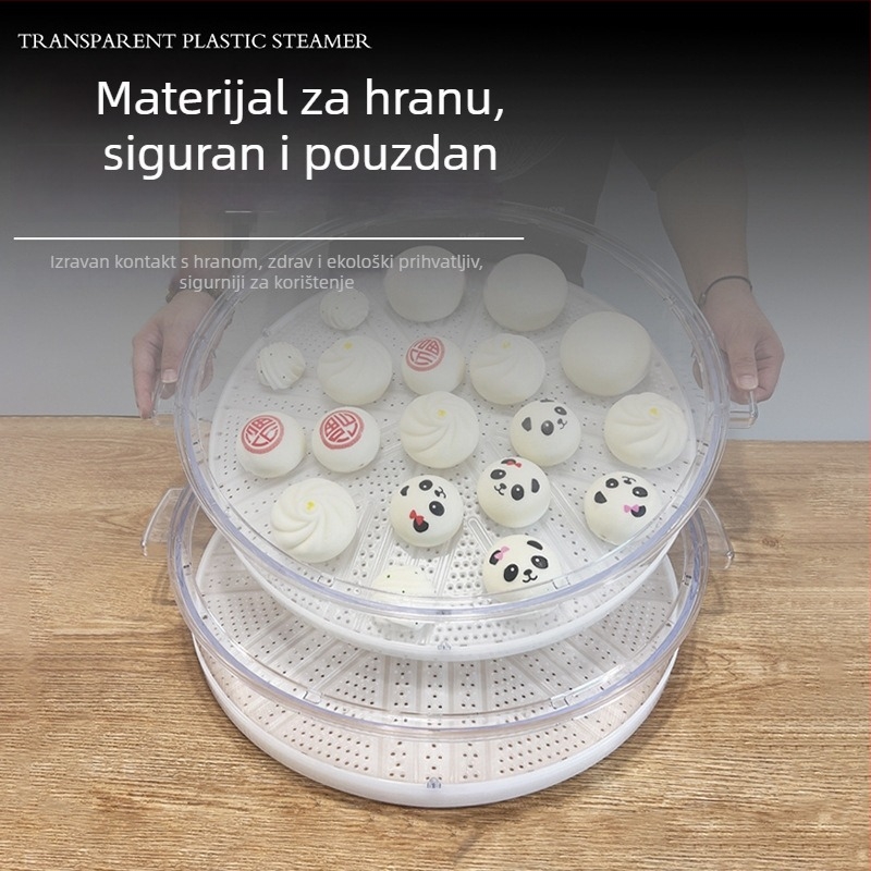 Parni lonac od prozirnog plastičnog materijala, velik kapacitet, višenamjenski, s dvostrukim ručkama, za peciva i knedle, komercijalna upotreba