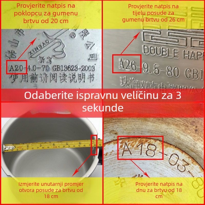 Brtvni prsten za lonac pod pritiskom Red Double Happiness, klasični model