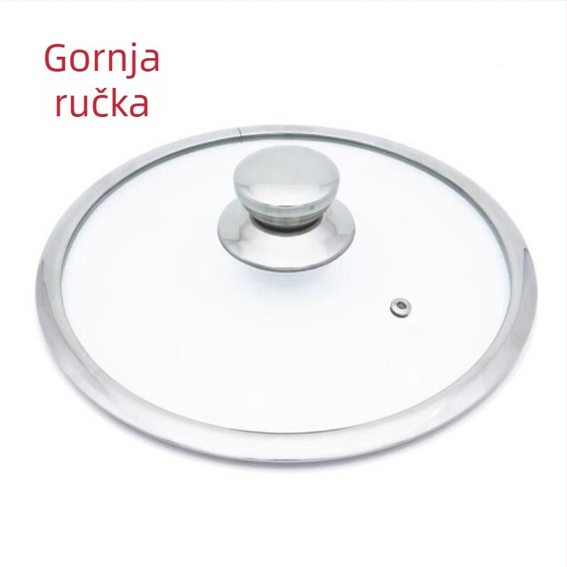 Nehrđajući čelični poklopac za wok s kaljenim staklom, debeli i široki rub, otporan na lomljenje, stakleni poklopac za lonac za juhu