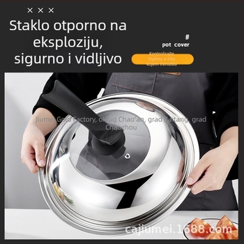 Poklop za lonac od nehrđajućeg čelika s prozirnim staklom, nemagnetni, za promjer 30–40 cm