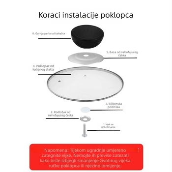 Poklopac za električni čajnik sa zviždaljkom i zvučnom kuglicom, držač poklopca