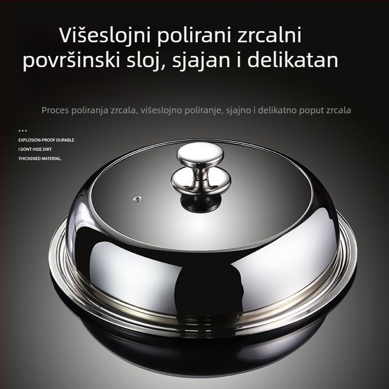 Visoki nehrđajući čelični poklopac s prozirnim staklom za wok, parnu posudu i lijevano željezo – univerzalni poklopac