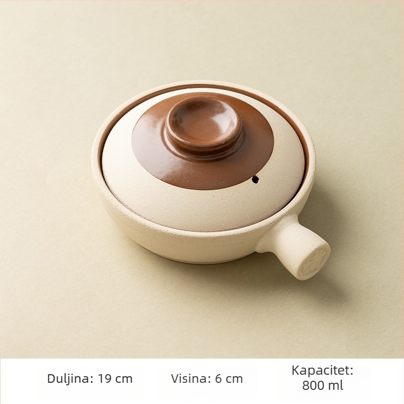 Gui Rong Lonac od gline s jednom ručkom za rižu, kantonskog stila, tradicionalni dizajn, otporan na visoke temperature, ne pukne pri zagrijavanju, kompatibilan s električnim keramičkim štednjakom