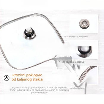 Kockasti poklopac od kaljenog stakla u korejskom stilu za električni lonac i tavu, 30 cm