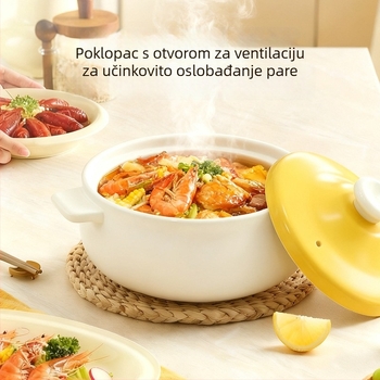 Keramički lonac od gline za visoke temperature kuhanja, posebno dinstanje, 1–3 L, ne puca na izravnom plamenu, pogodan za kućnu plinsku ploču
