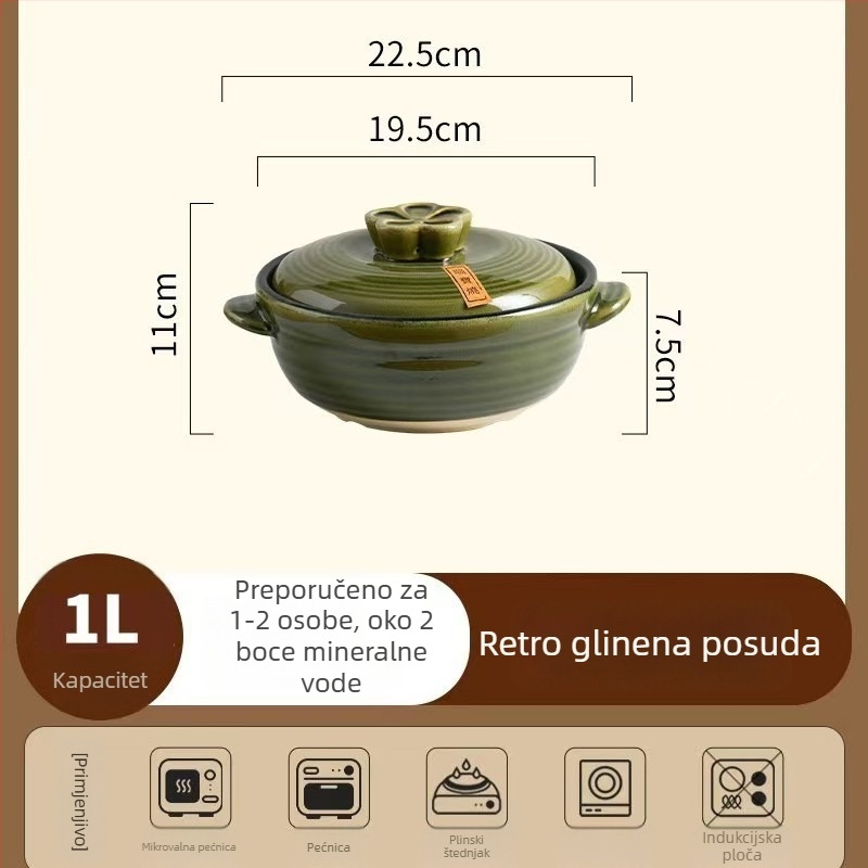 Japanski stil glineni lonac za kućnu upotrebu, prikladan za plinsku ploču, otporan na visoke temperature, za juhe i rižu u glinenom loncu, pogodan za suho kuhanje bez napuknuća