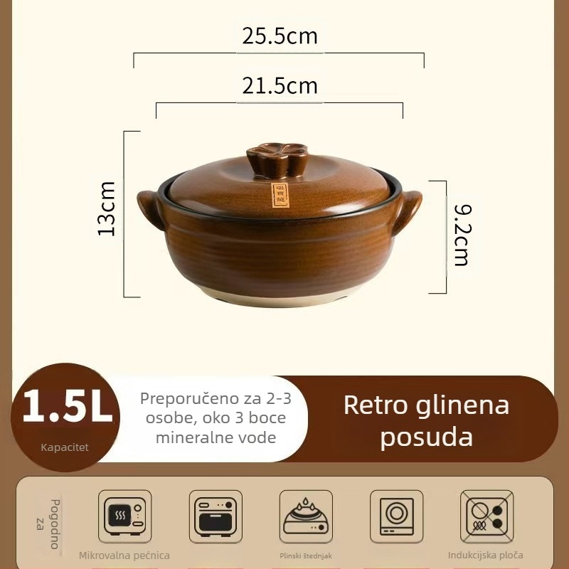 Japanski stil glineni lonac za kućnu upotrebu, prikladan za plinsku ploču, otporan na visoke temperature, za juhe i rižu u glinenom loncu, pogodan za suho kuhanje bez napuknuća