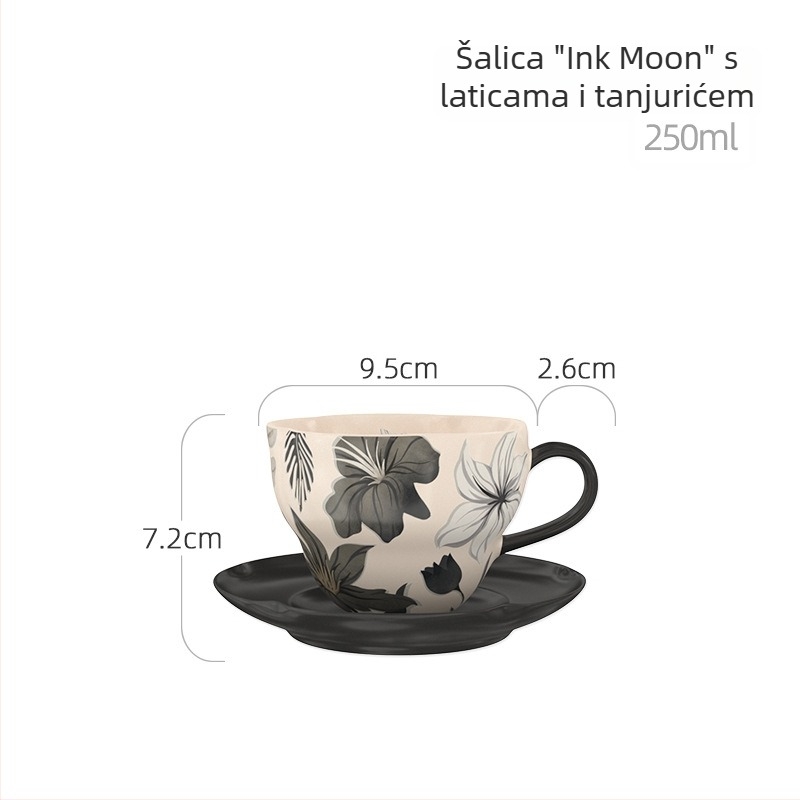 Chaobai Ink Moon originalni vintage set za kavu sa šalicama i čipkastim tanjurićem za kućni poslijepodnevni čaj