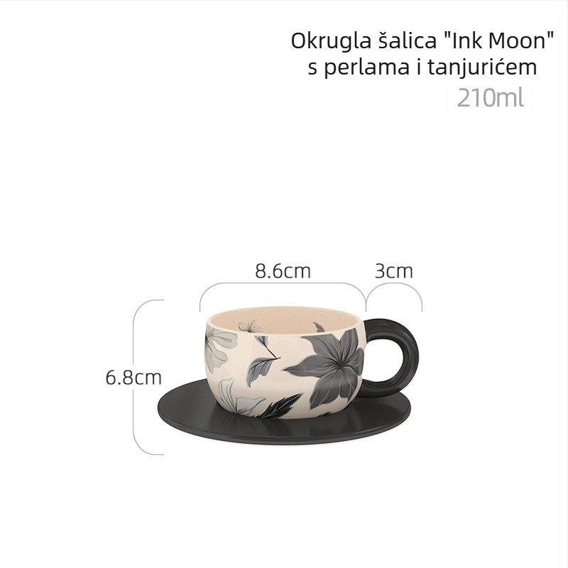 Chaobai Ink Moon originalni vintage set za kavu sa šalicama i čipkastim tanjurićem za kućni poslijepodnevni čaj