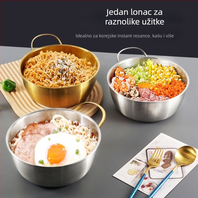 Korejski stil lonac za ramen s držalom od nehrđajućeg čelika, debeli novi model, pogodan za indukciju