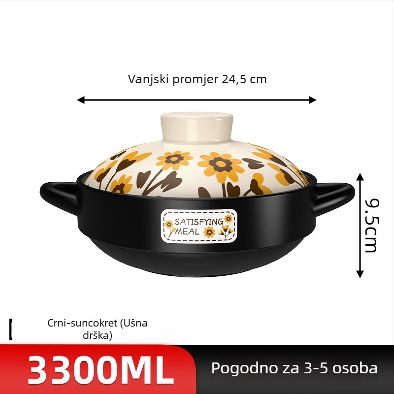 Keramična posuda za kuhanje na plin, otporna na visoke temperature, idealna za rižu u glinenoj posudi.
