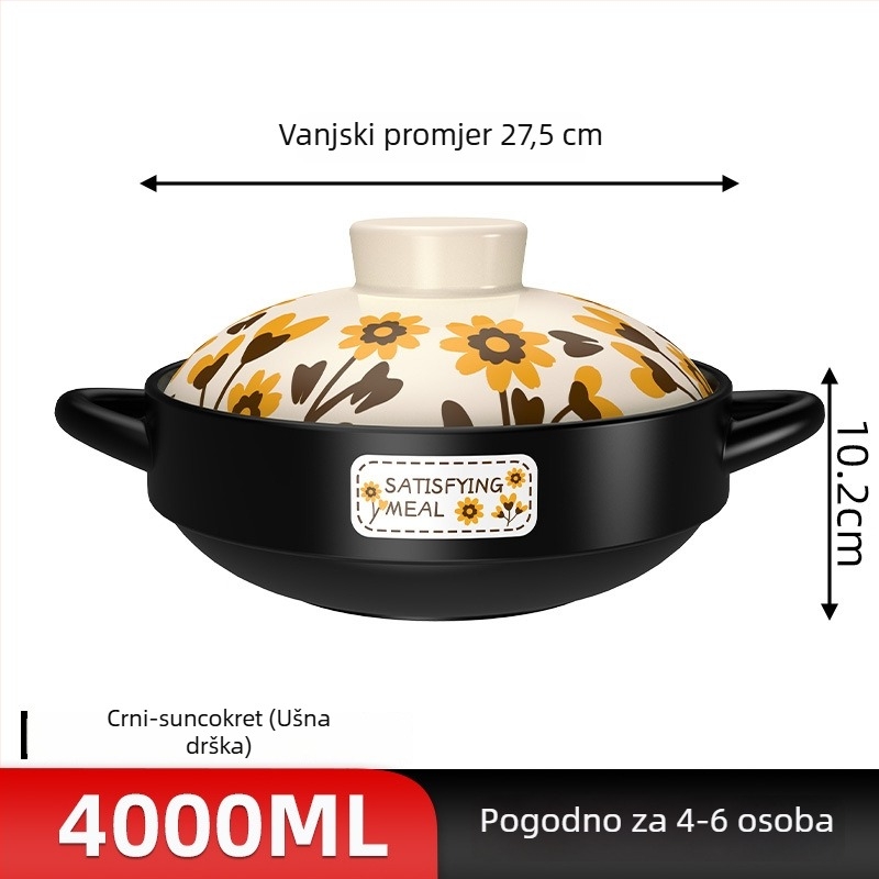 Keramična posuda za kuhanje na plin, otporna na visoke temperature, idealna za rižu u glinenoj posudi.