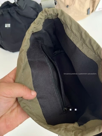 Mini bucket crossbody torba od najlona, zatvaranje na šnuricu, jednostavan ležerni stil