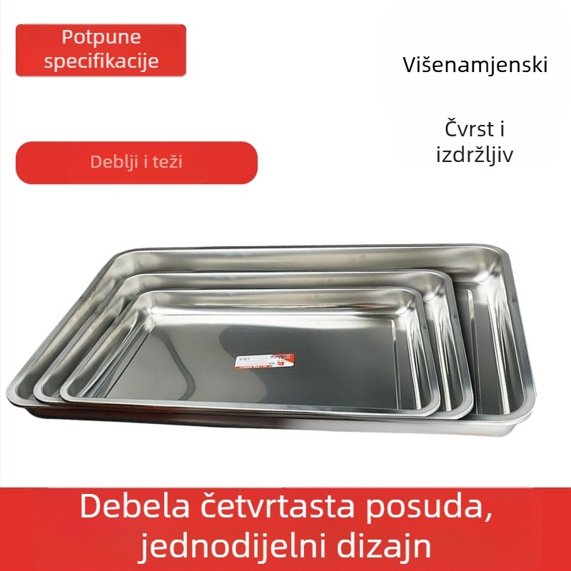 Chuangfa Nehrđajući čelični kvadratni tanjur za parenje, debeli, 24 cm