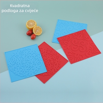 Kvadratna silikonska podloga otporna na toplinu s cvjetnim uzorkom za blagovaonu, podmetači za vruće posude, zdjele i šalice